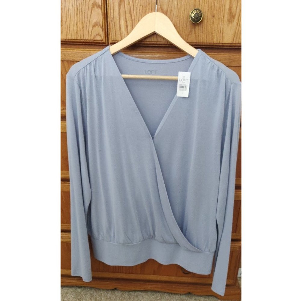 LOFT Banded Long Sleeve Wrap Top